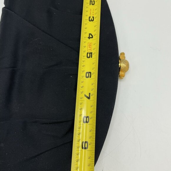 Vintage CROWN LEWIS Black Purse Clutch Evening Handbag 12” X 6” Gold Latch - Picture 11 of 12